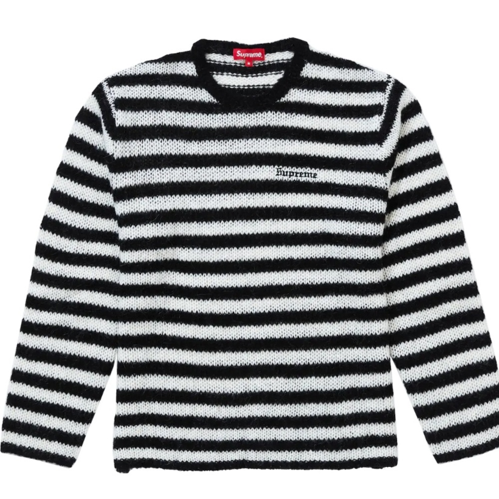 SUPREME Mohair black and white striped sweater